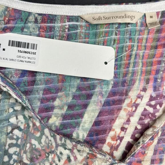 Soft Surroundings Boho Multi Mixed Print Geometric Knit Blouse Size M NWT - Picture 4 of 12